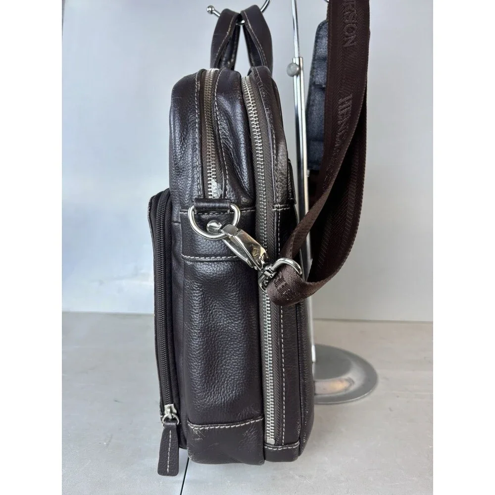 Henderson Laptop Briefcase Messenger Bag Leather Brown Travel Sleeve